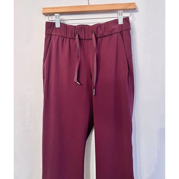 Lululemon On the Fly Pant 7/8 SIZE 2 Dark Red Garnet Drawstring Quick Dry EUC - Picture 3 of 7